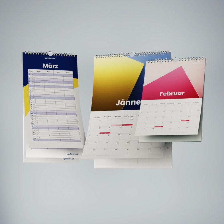 Wandkalender mit Wire-O-Bindung